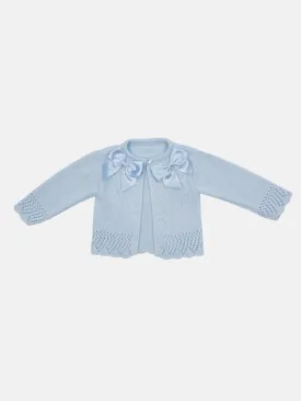 Baby Girl Cardigan with 2 Big Bows-Baby Blue