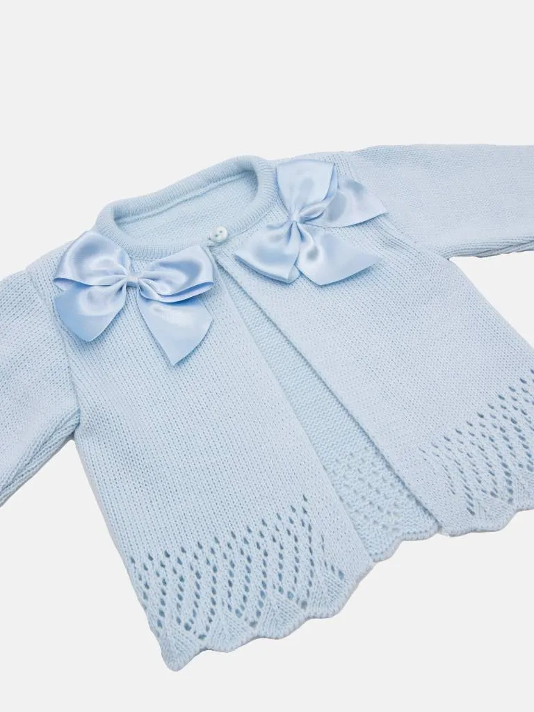 Baby Girl Cardigan with 2 Big Bows-Baby Blue