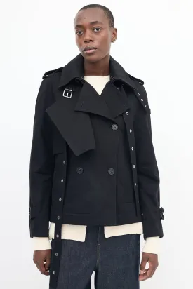 Black Buckled Short Trench Coat