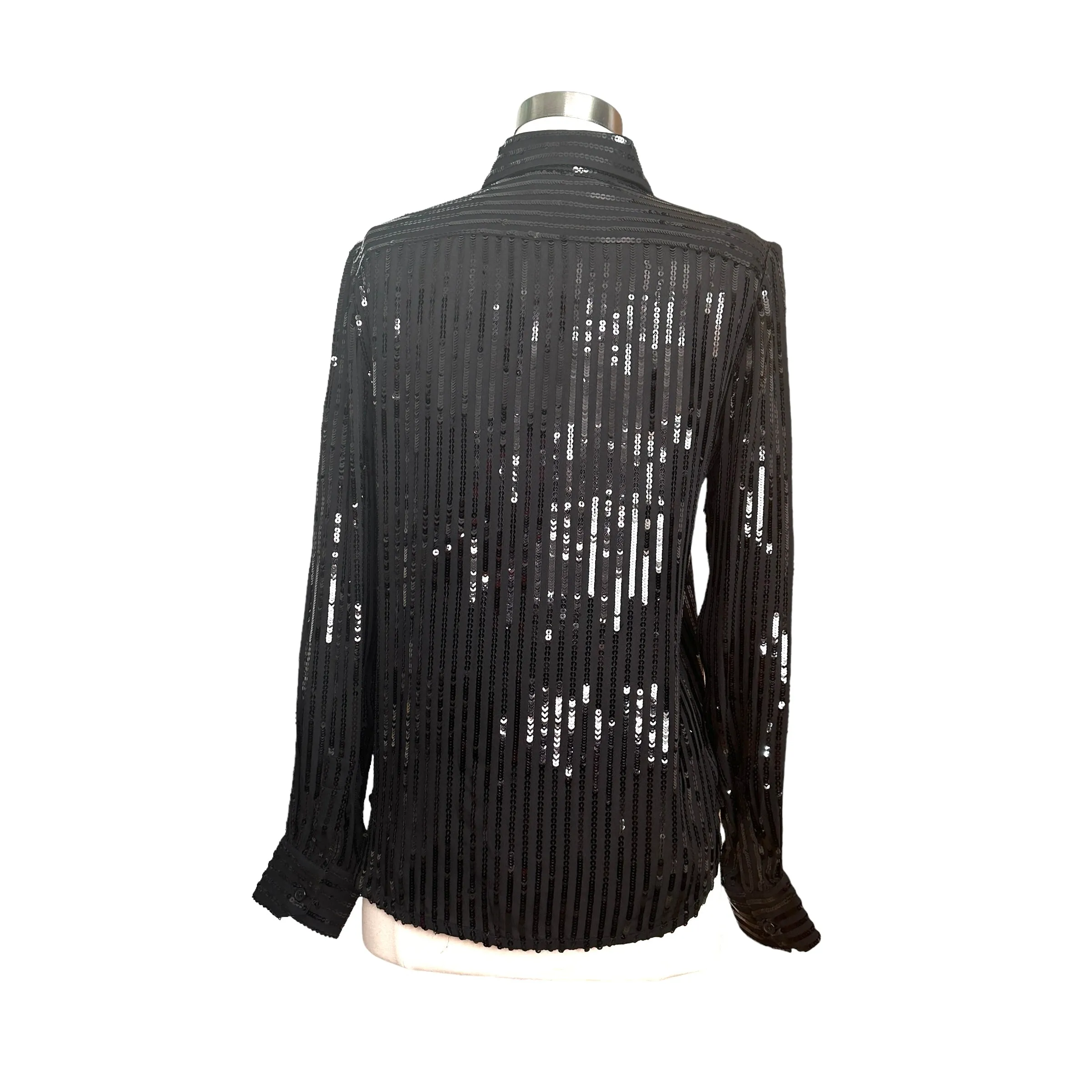 Black Silk Sequins Shirt - S