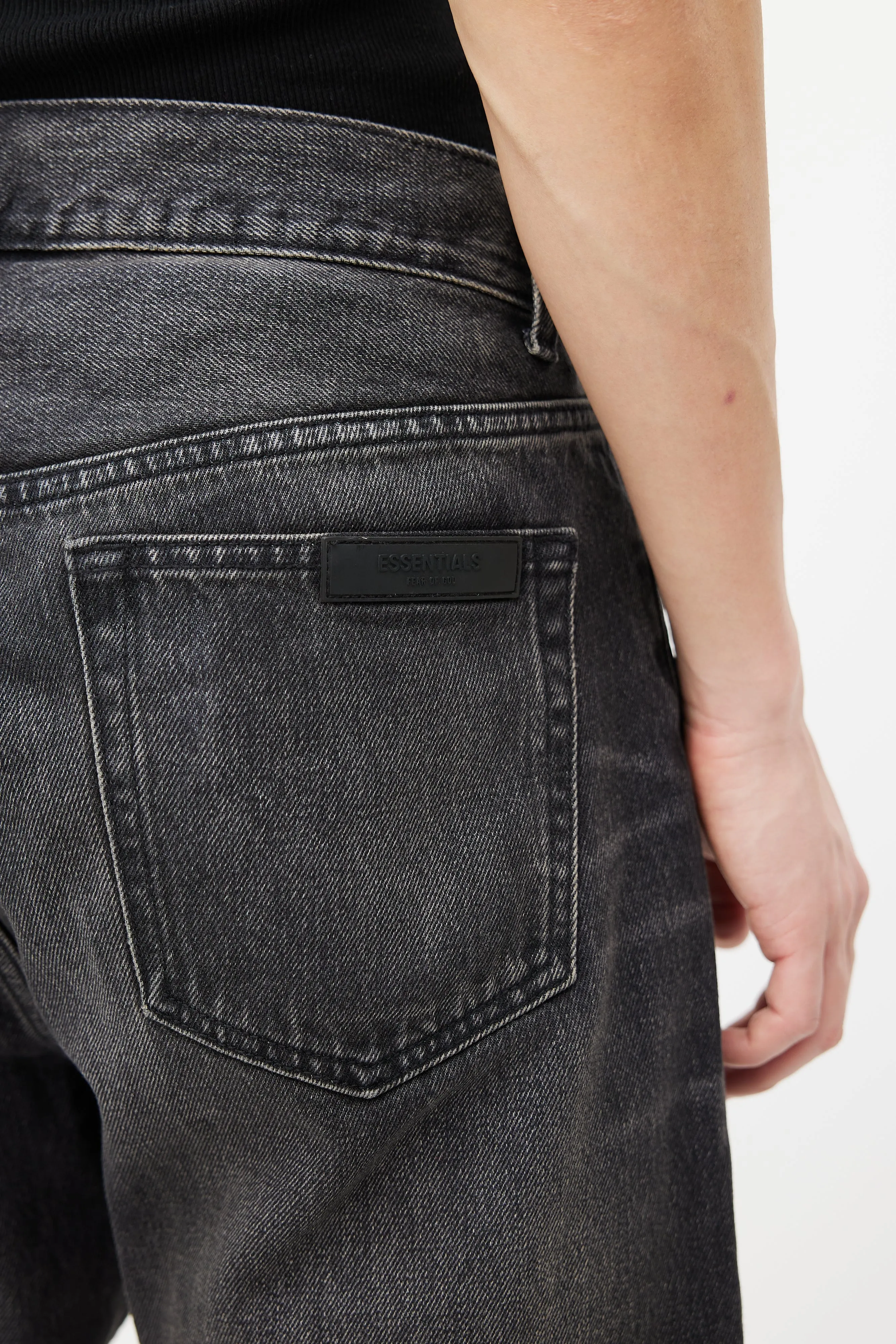 Black Washed Straight Leg Jeans