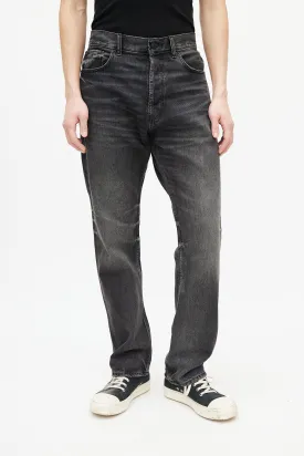 Black Washed Straight Leg Jeans