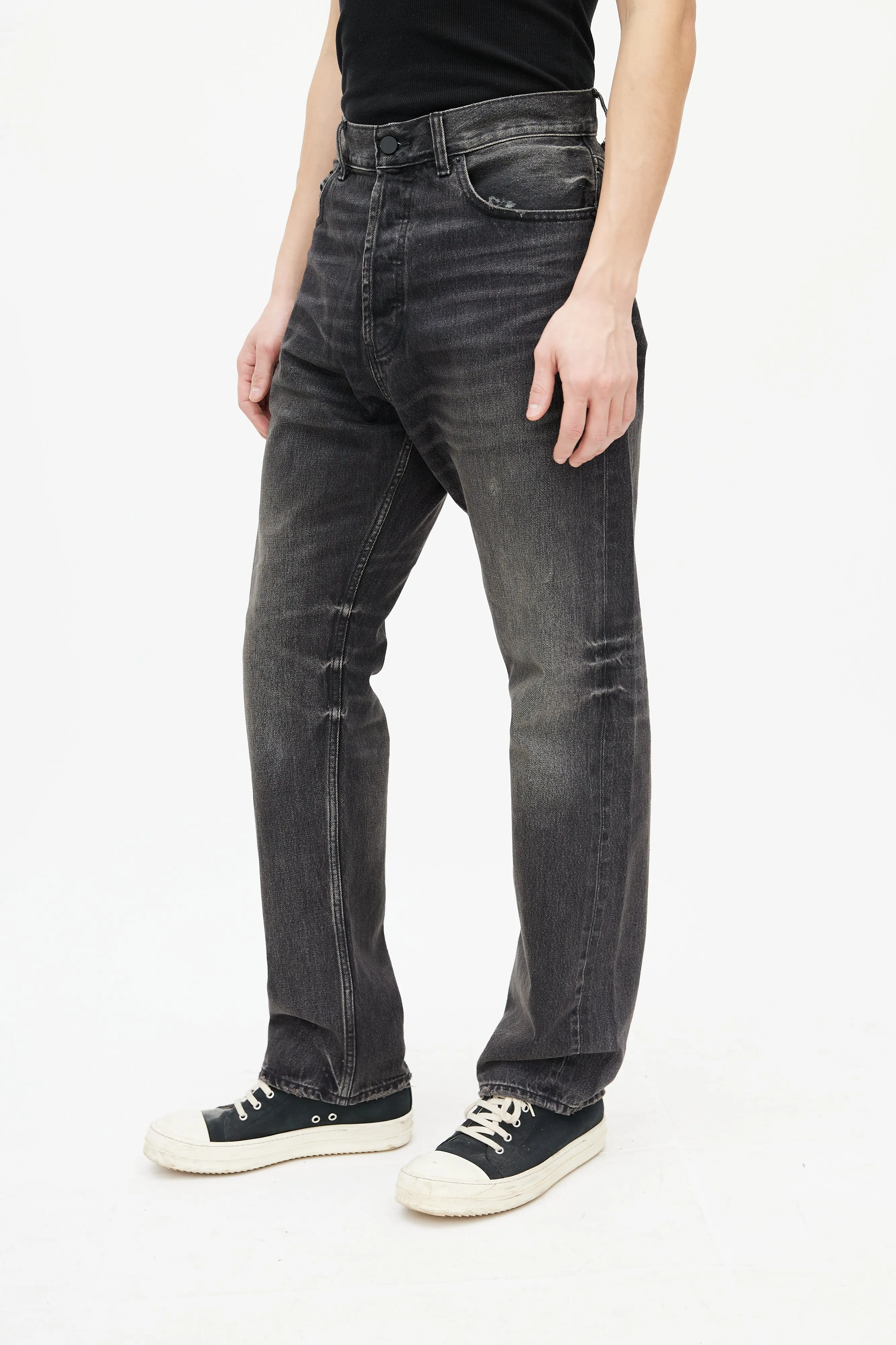 Black Washed Straight Leg Jeans