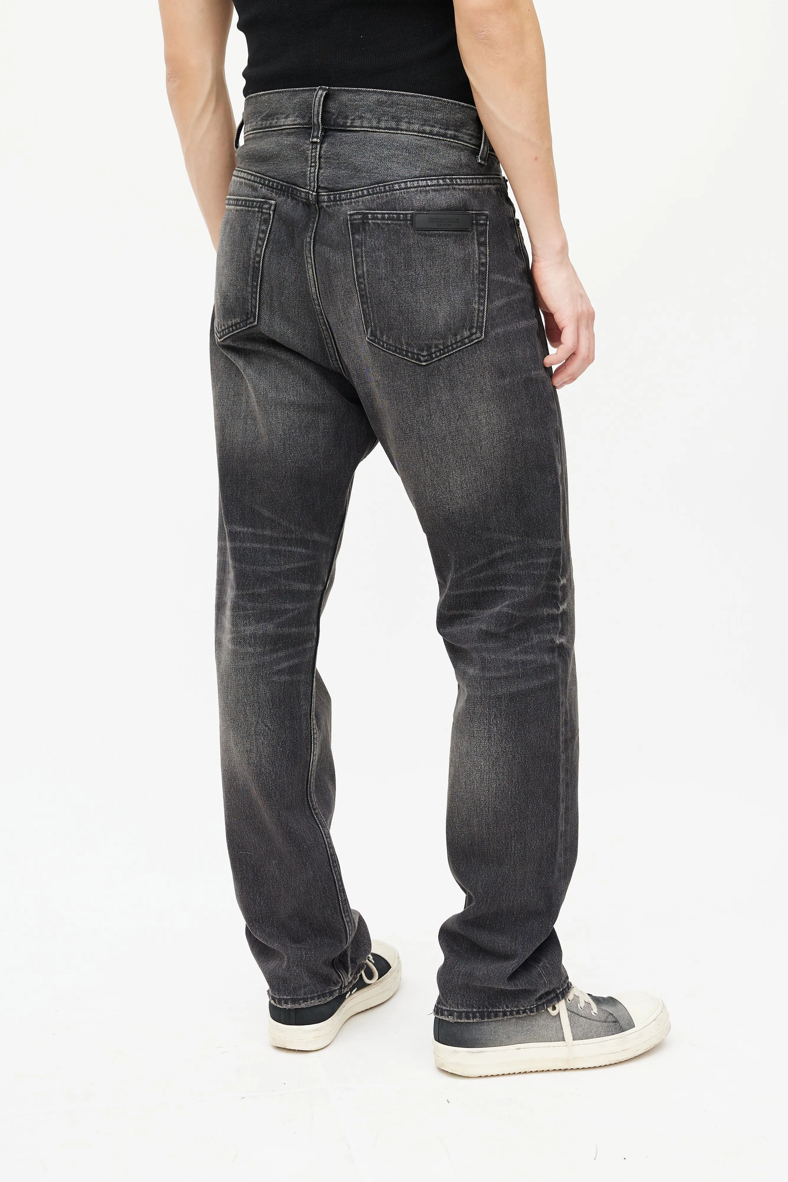 Black Washed Straight Leg Jeans