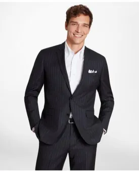 Brooks Brothers Men's Milano-Fit Striped Wool Twill Suit Jacket Charcoal