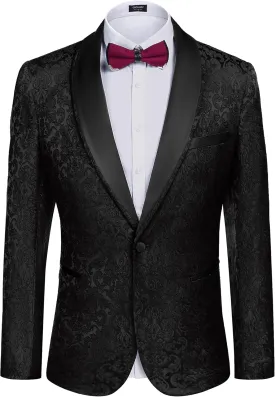 COOFANDY Men's Floral Tuxedo Suit Jacket Slim Fit Dinner Jacket Party Prom Wedding Blazer Jackets