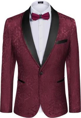 COOFANDY Men's Floral Tuxedo Suit Jacket Slim Fit Dinner Jacket Party Prom Wedding Blazer Jackets