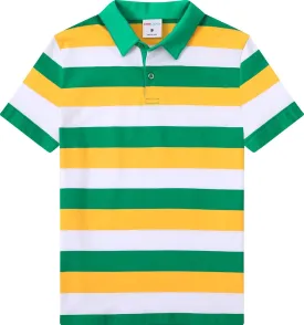 COSLAND Boys' Striped Polo Shirt, Cotton Short Sleeve Shirt, X-Small-Large