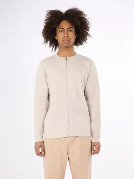 Cotton cardigan crew neck knit - - Nature Melange