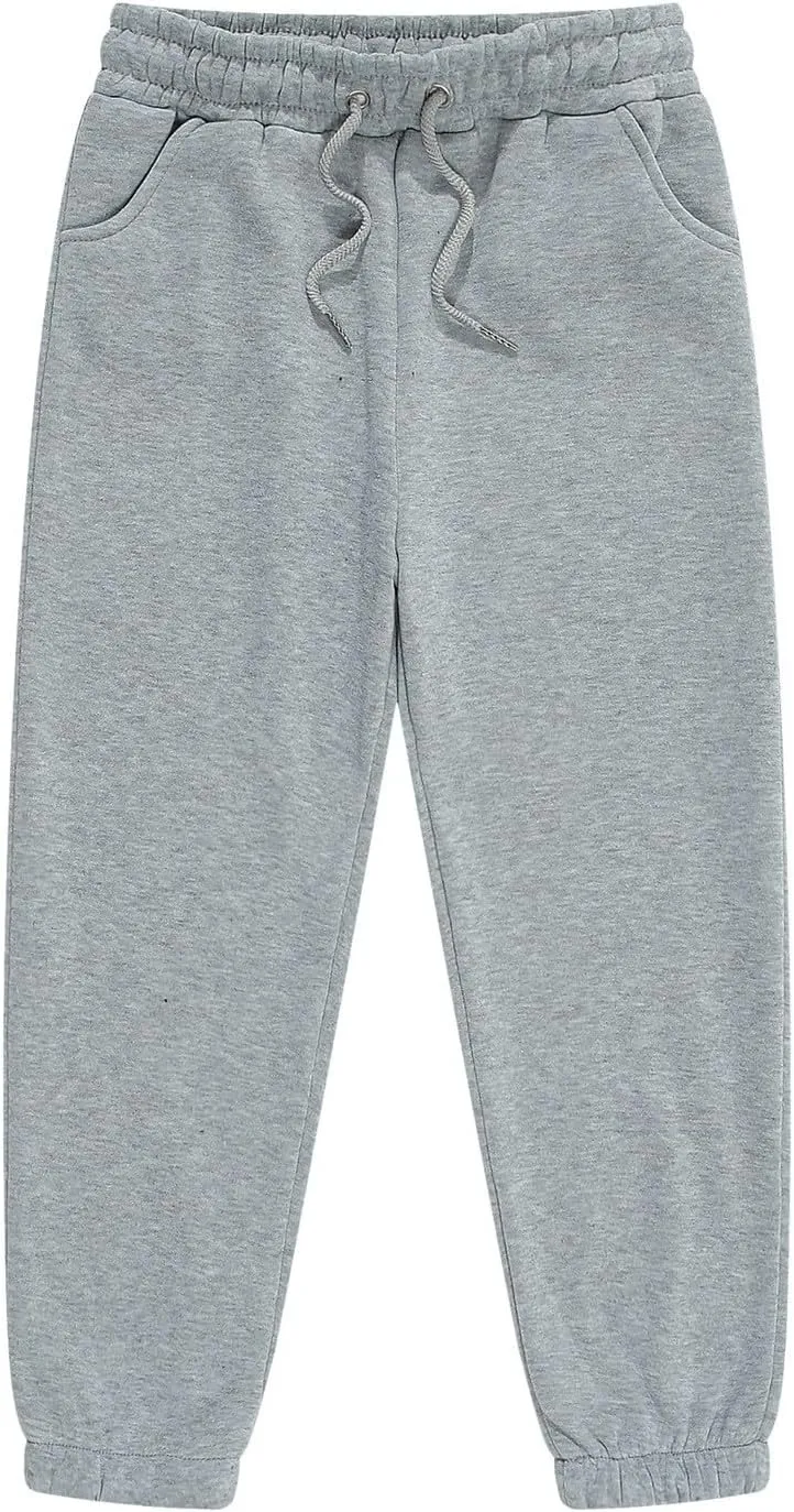 Cotton Sweatpants for Boys Girls Pull On Joggers Drawstring ounge Pants for Teen Kids Plain Elastic Waist Jogger Pants