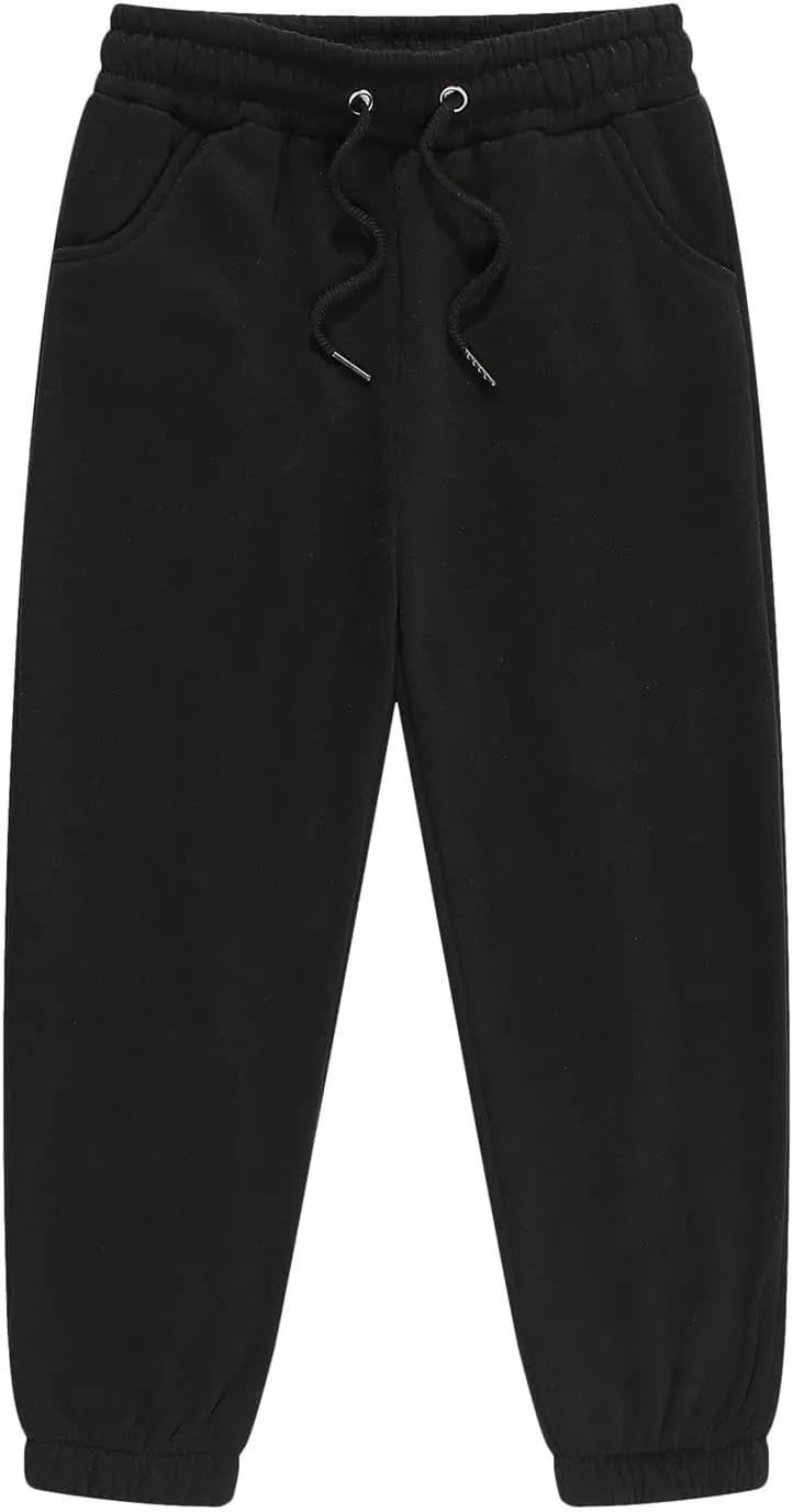 Cotton Sweatpants for Boys Girls Pull On Joggers Drawstring ounge Pants for Teen Kids Plain Elastic Waist Jogger Pants