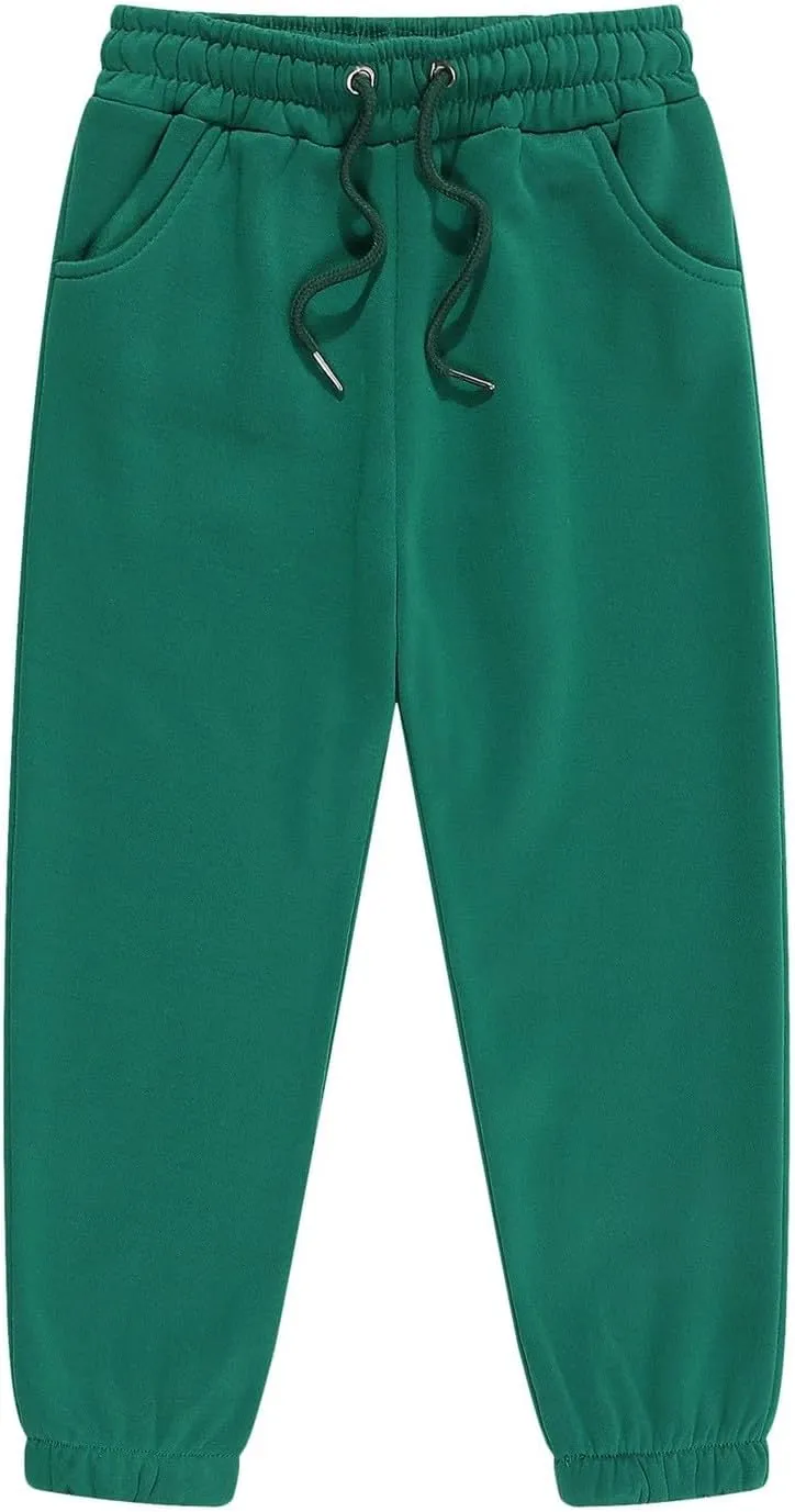 Cotton Sweatpants for Boys Girls Pull On Joggers Drawstring ounge Pants for Teen Kids Plain Elastic Waist Jogger Pants