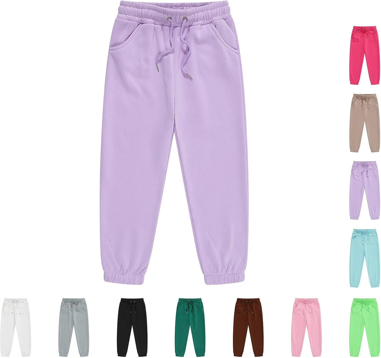 Cotton Sweatpants for Boys Girls Pull On Joggers Drawstring ounge Pants for Teen Kids Plain Elastic Waist Jogger Pants