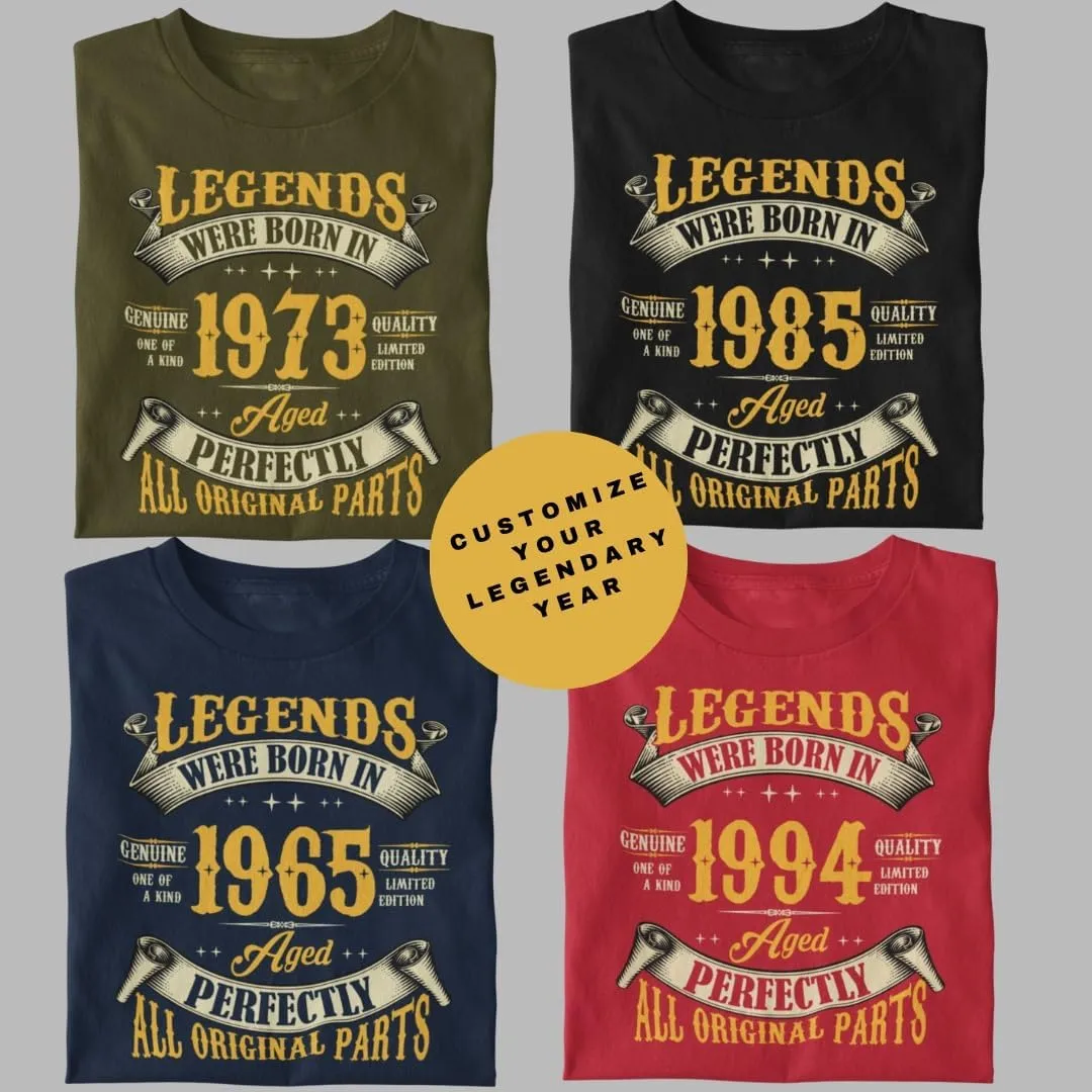 Customized Birthday T-Shirt for Men, Legends were Born in 19XX Custom Year Designs, Personalized T Shirt for Men & Women