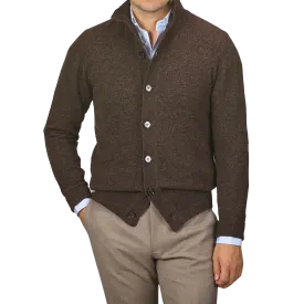 Dark Brown Shetland Wool Button Cardigan