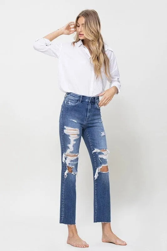 DISTRESSED HIGH RISE ANKLE RELAXED STRAIGHT