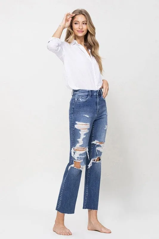DISTRESSED HIGH RISE ANKLE RELAXED STRAIGHT