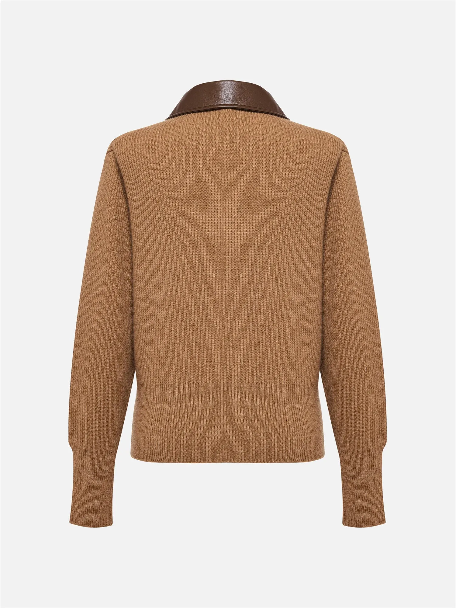 EP YAYING Cashmere Leather Collar Knitted Sweater