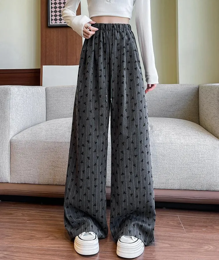 Fashionkova Annette Bow Print Wide-Leg Pants
