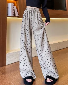 Fashionkova Annette Bow Print Wide-Leg Pants