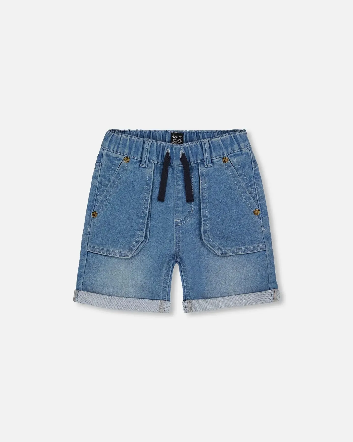 French Terry Denim Short Denim Blue