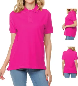 FRESH TEE Women's Adult Unisex 100% Cotton Classic Fit Polo Shirt Short Sleeve for Daily Work School Uniform