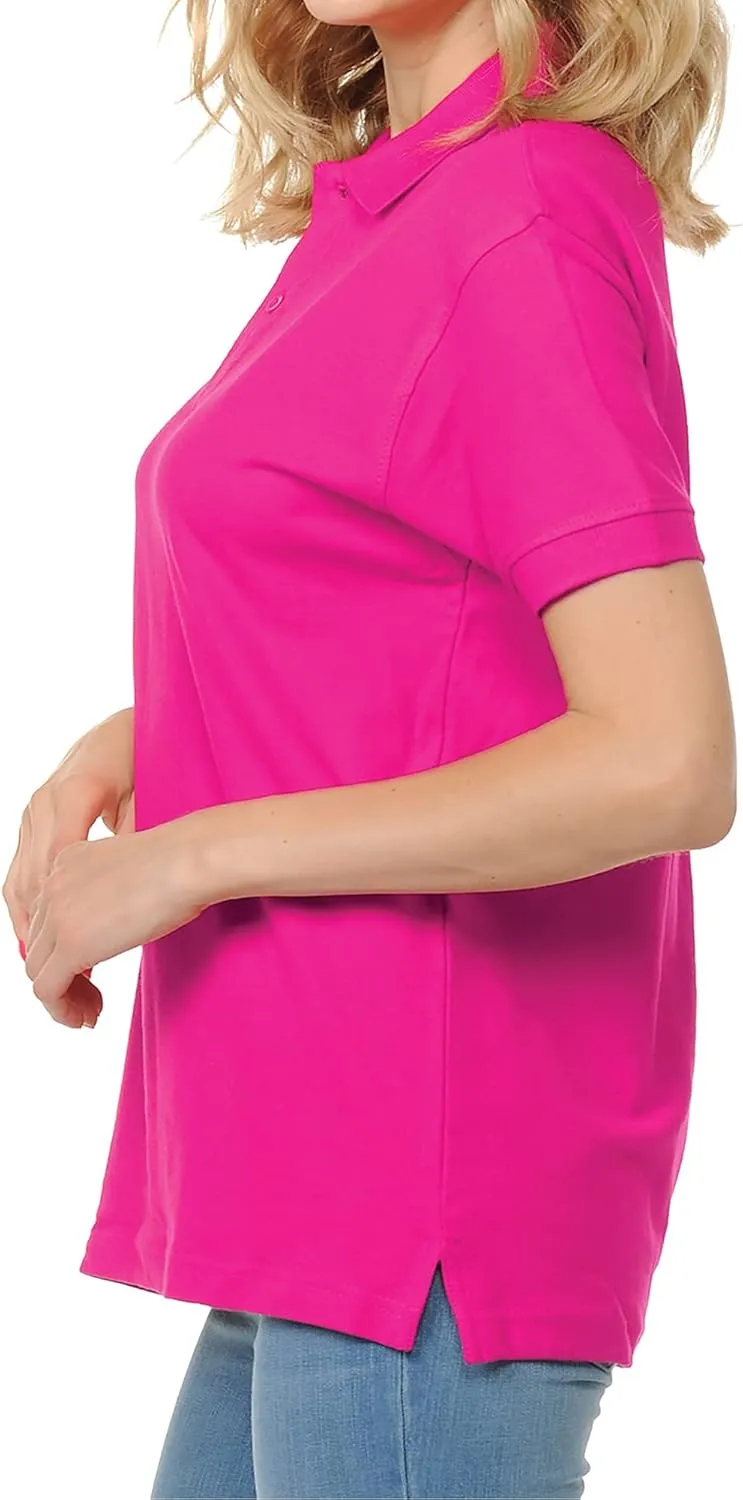 FRESH TEE Women's Adult Unisex 100% Cotton Classic Fit Polo Shirt Short Sleeve for Daily Work School Uniform