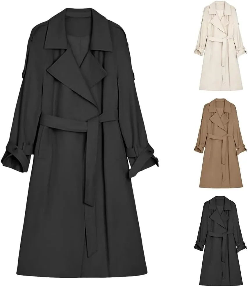 Fulbant Lady Trench Coat Women'S 2025 Spring And Fall Windbreaker Coats Mid Length White Coats