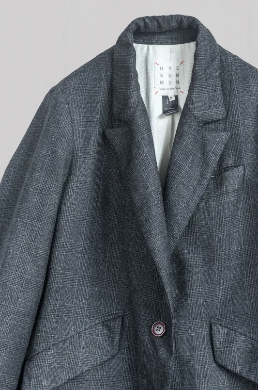 Glen Plaid Blazer Coat - L