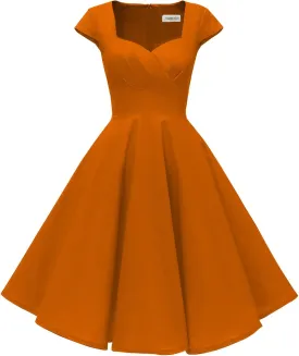 Hanpceirs Women's Cap Sleeve 1950s Retro Vintage Cocktail Swing Dresses with Pocket