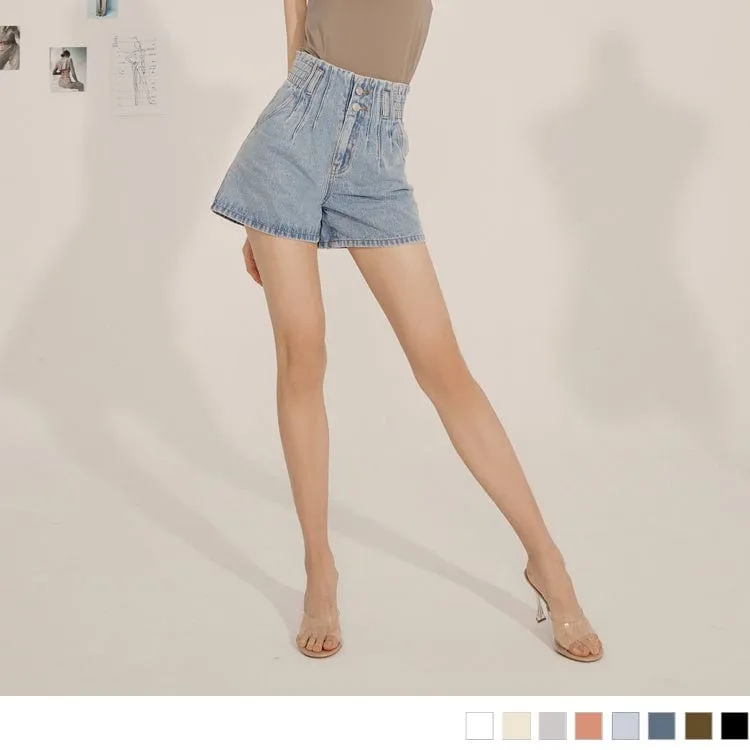 HIGH WAIST COTTON A-LINE WIDE LEG SHORTS