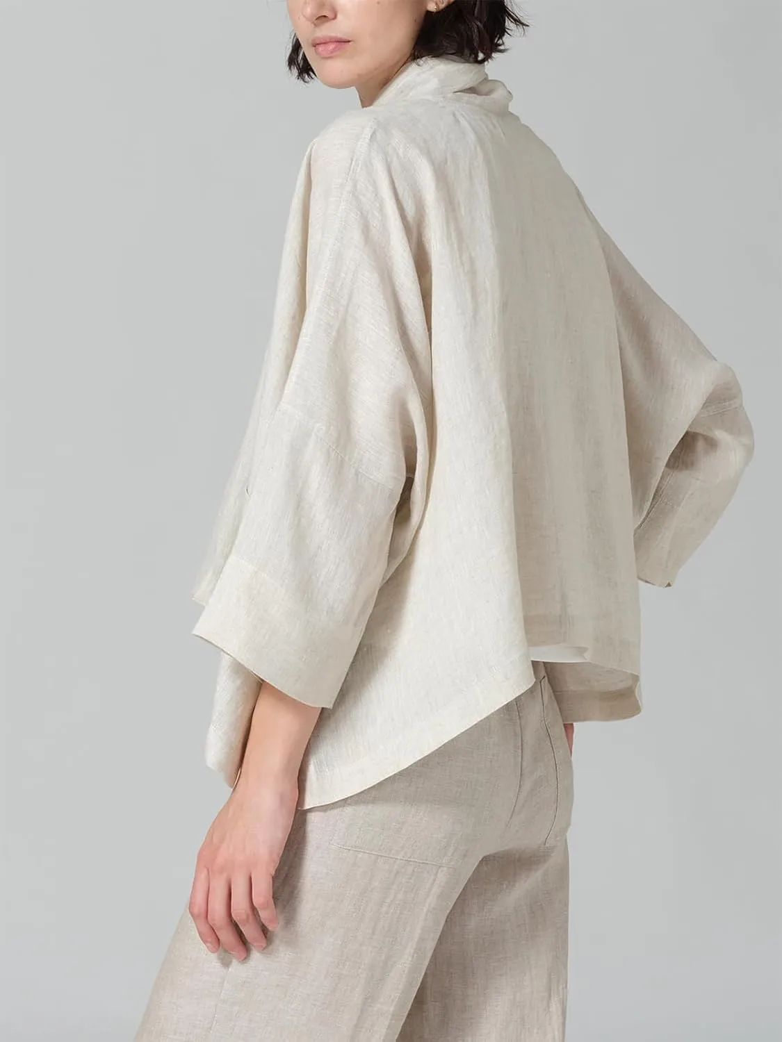 IDEALSANXUN Linen Summer Cardigans for Women Lightweight 3/4 Sleeve Shrugs Blazer Jackets Kimono Dress Cover Up Tops