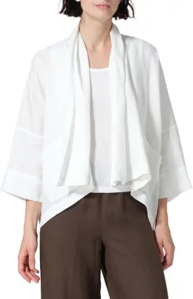 IDEALSANXUN Linen Summer Cardigans for Women Lightweight 3/4 Sleeve Shrugs Blazer Jackets Kimono Dress Cover Up Tops