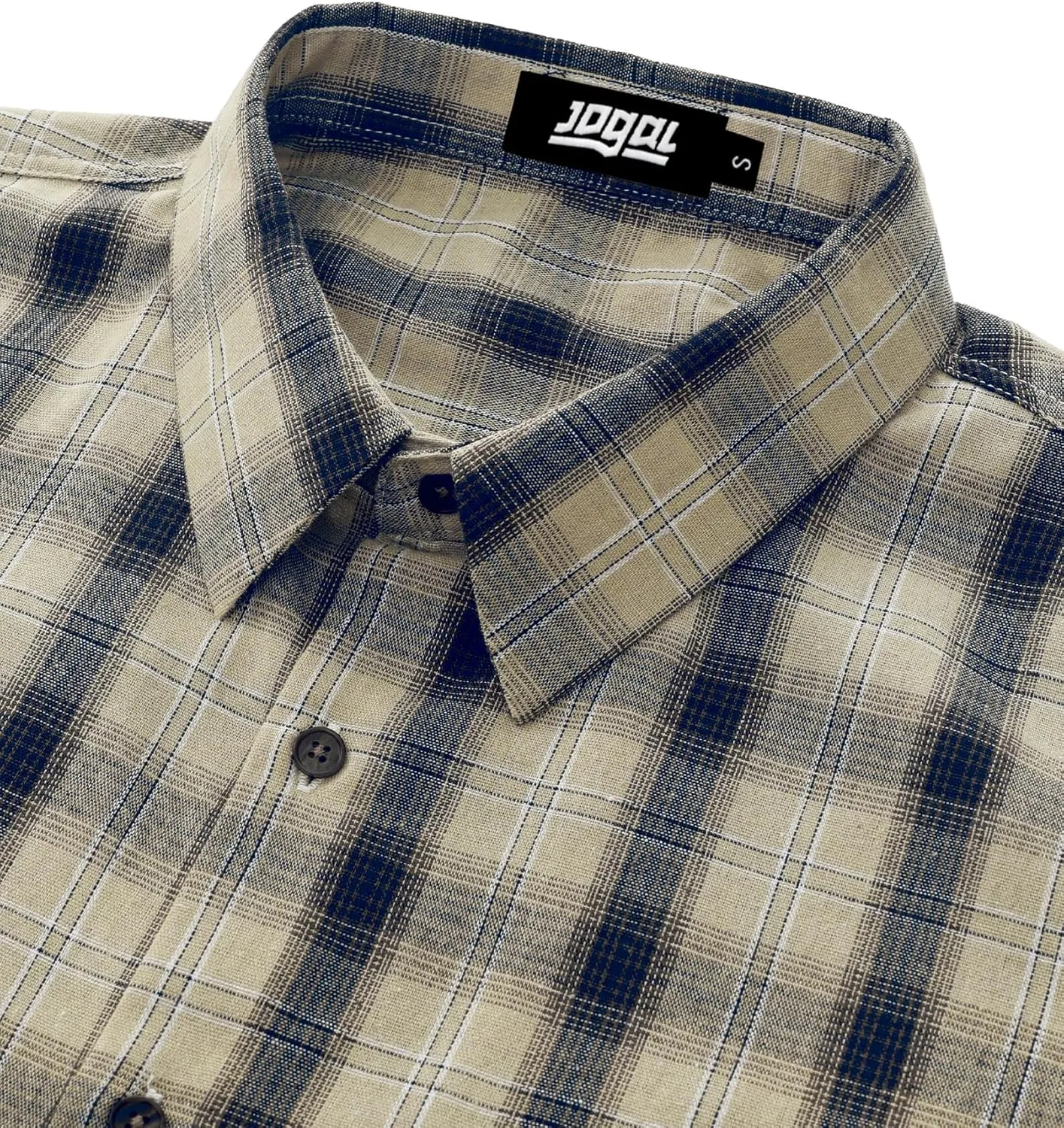JOGAL Long Sleeve Shirts for Men Plaid Button Down Shirt Mens Casual Cotton Button Up Pocket Shirt