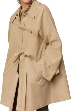 Kedera Bow Toggle Trench Coat Jacket Women Trendy 2025 Casual Long Sleeve Lapel Collar Fashion Winter Peacoat Outfits