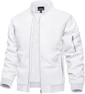 KEFITEVD Men's Jacket Winter Warm Bomber Jackets Full Zip Windbreaker Casual Windproof Jackets Coats
