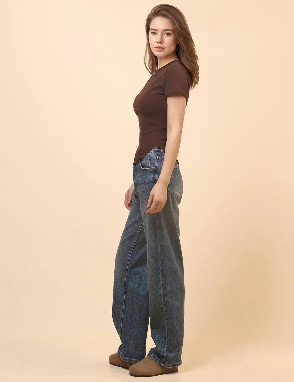 Ladies Solid Color Fleece T-Shirt SKT439