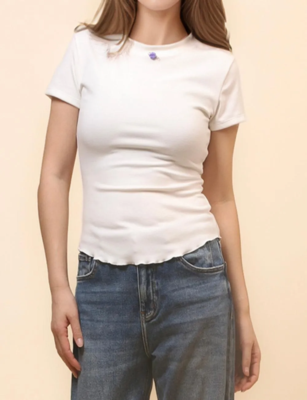 Ladies Solid Color Fleece T-Shirt SKT439