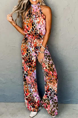 Leopard Halter Tank Top and Pants Set