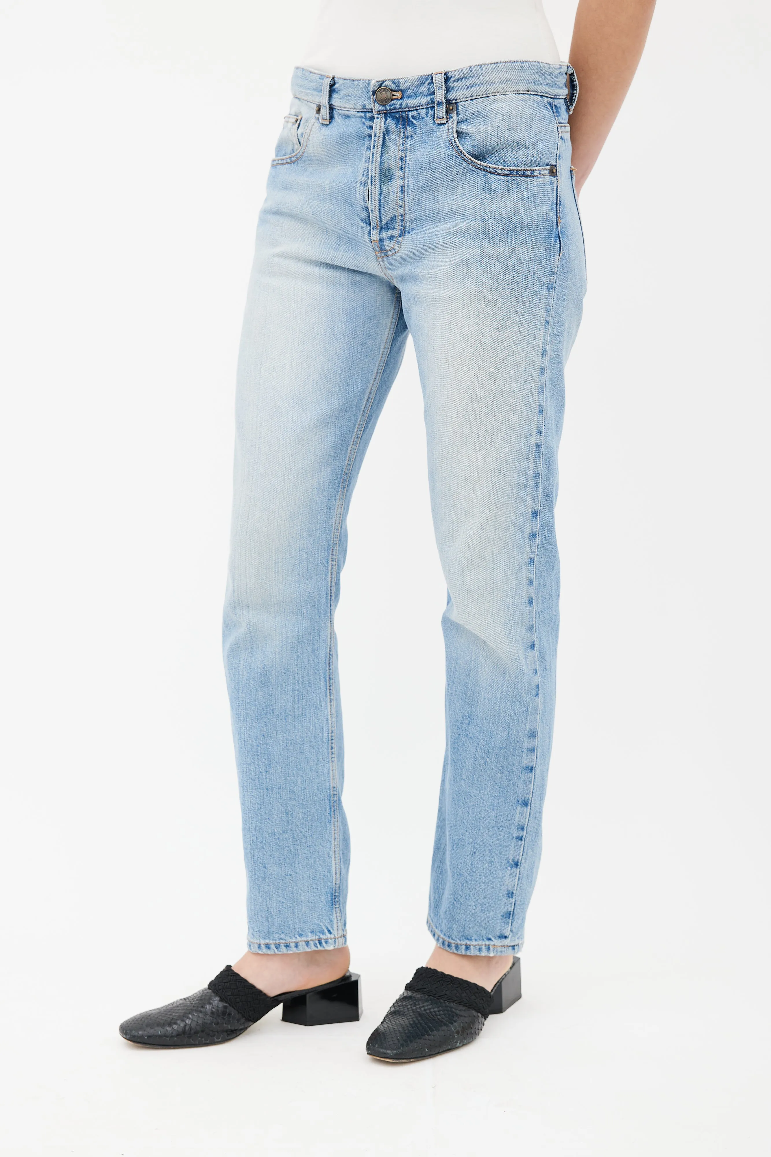 Light Blue Straight Leg Jeans
