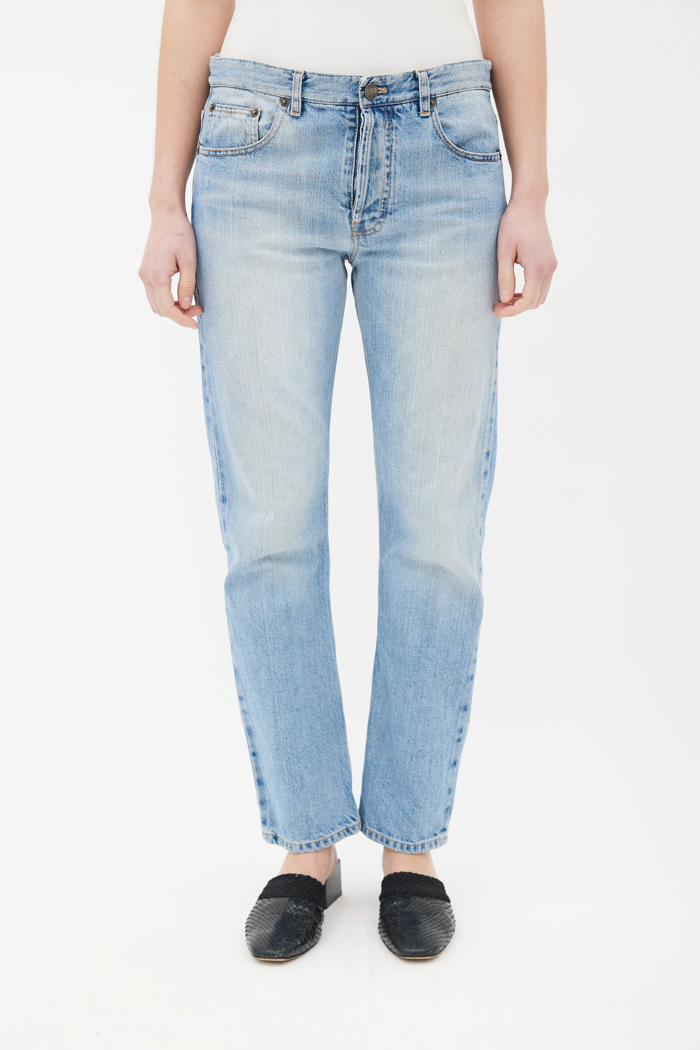 Light Blue Straight Leg Jeans