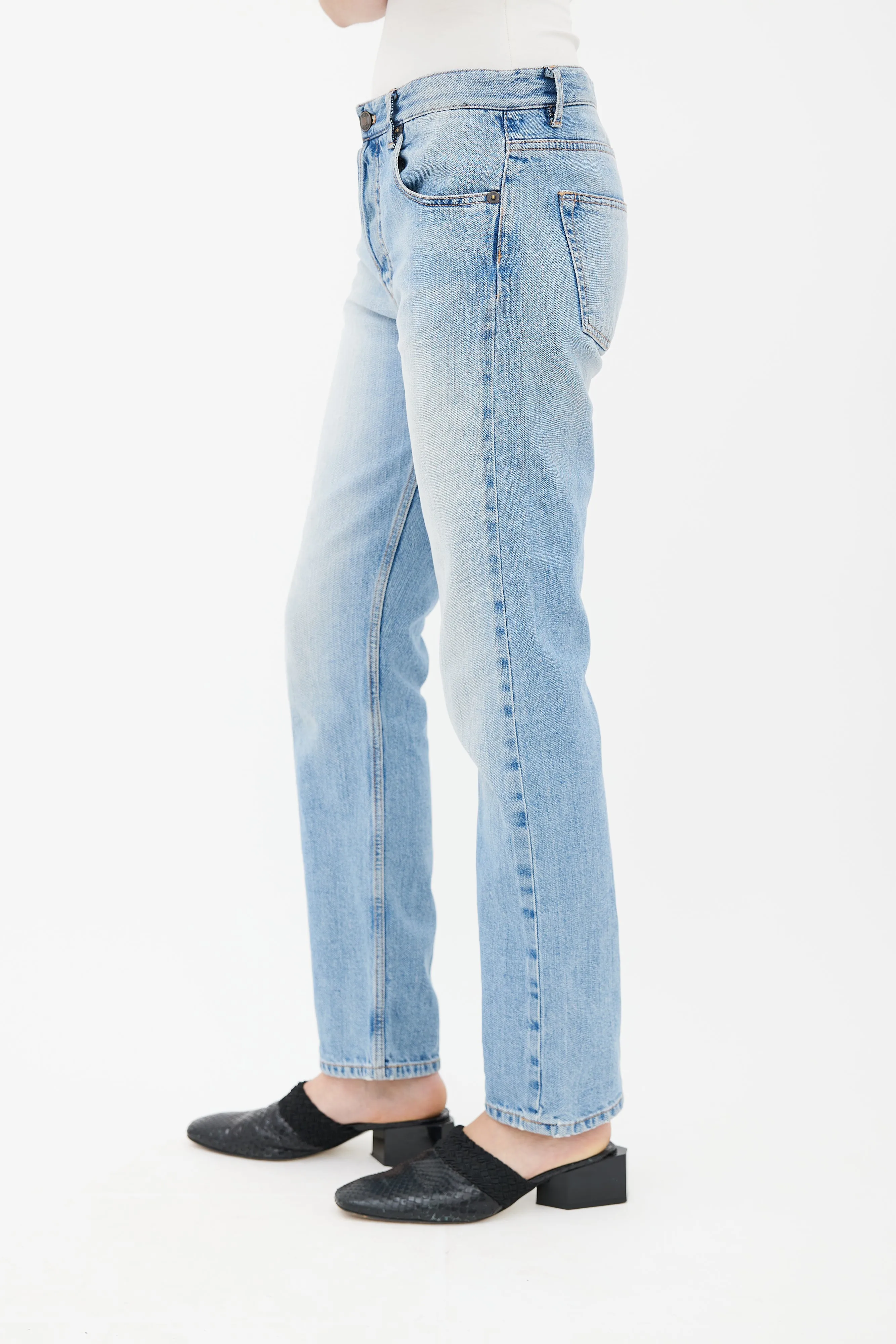 Light Blue Straight Leg Jeans