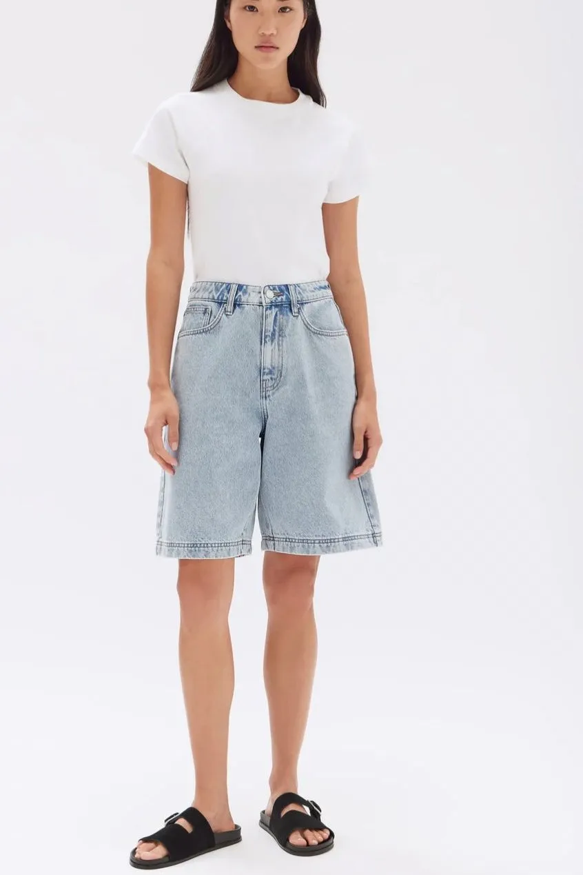 Longline Denim Short Bleach