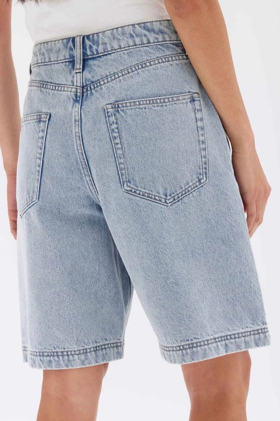Longline Denim Short Bleach