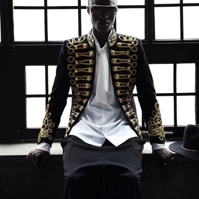 Louis King Gold Rope Alpha Man Jacket Slim Gentleman Suit in Black Size M, L, XL