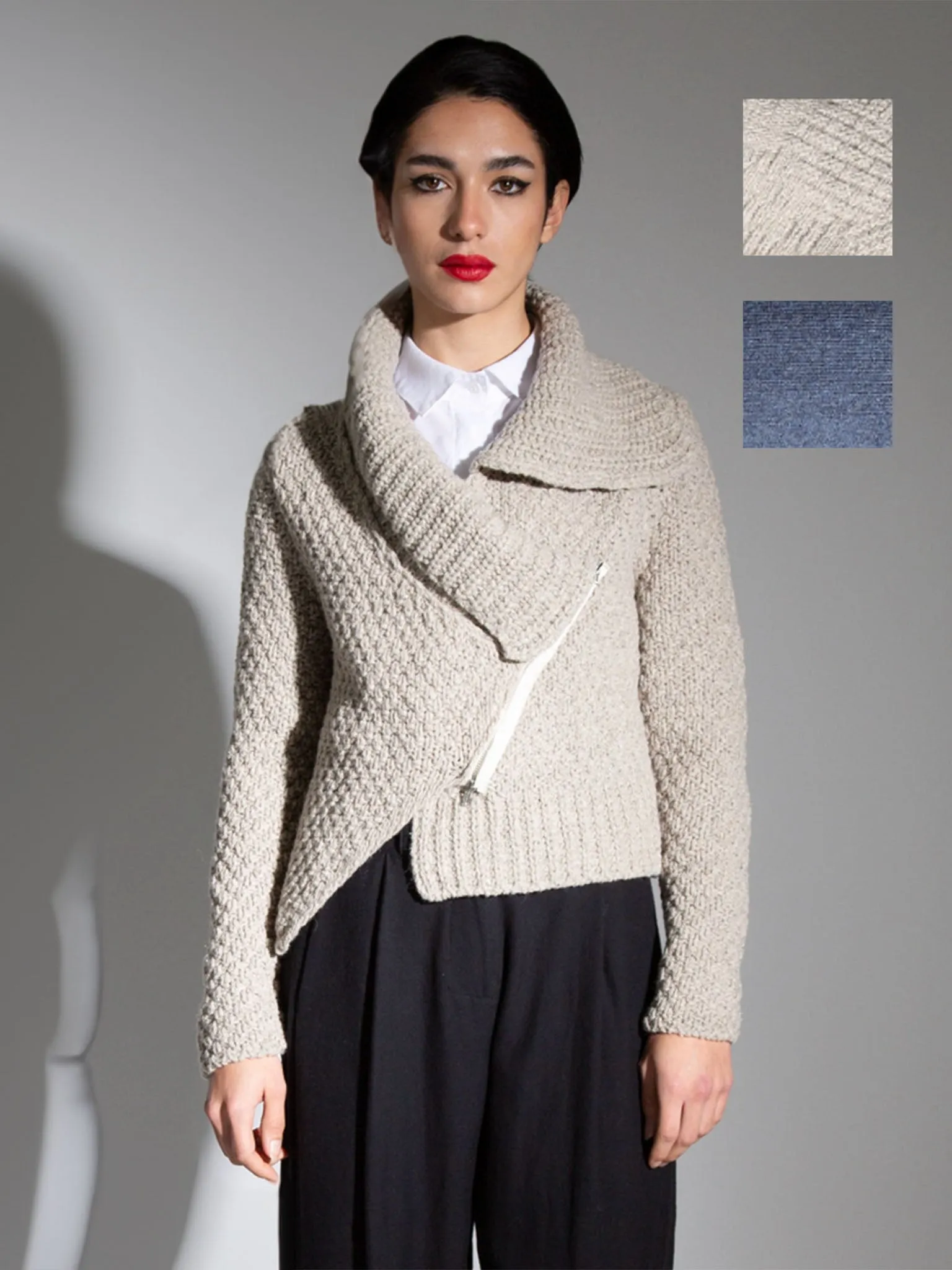 Lurdes Bergada Asymmetric Knitted Jacket 843 - 2 Colours