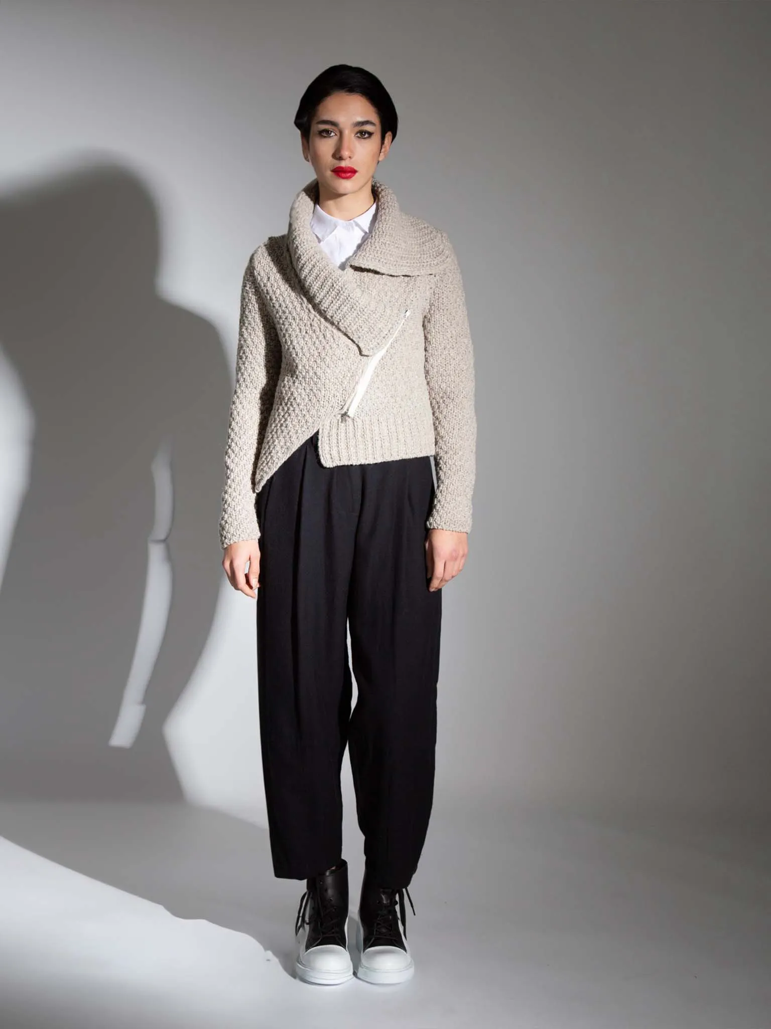 Lurdes Bergada Asymmetric Knitted Jacket 843 - 2 Colours