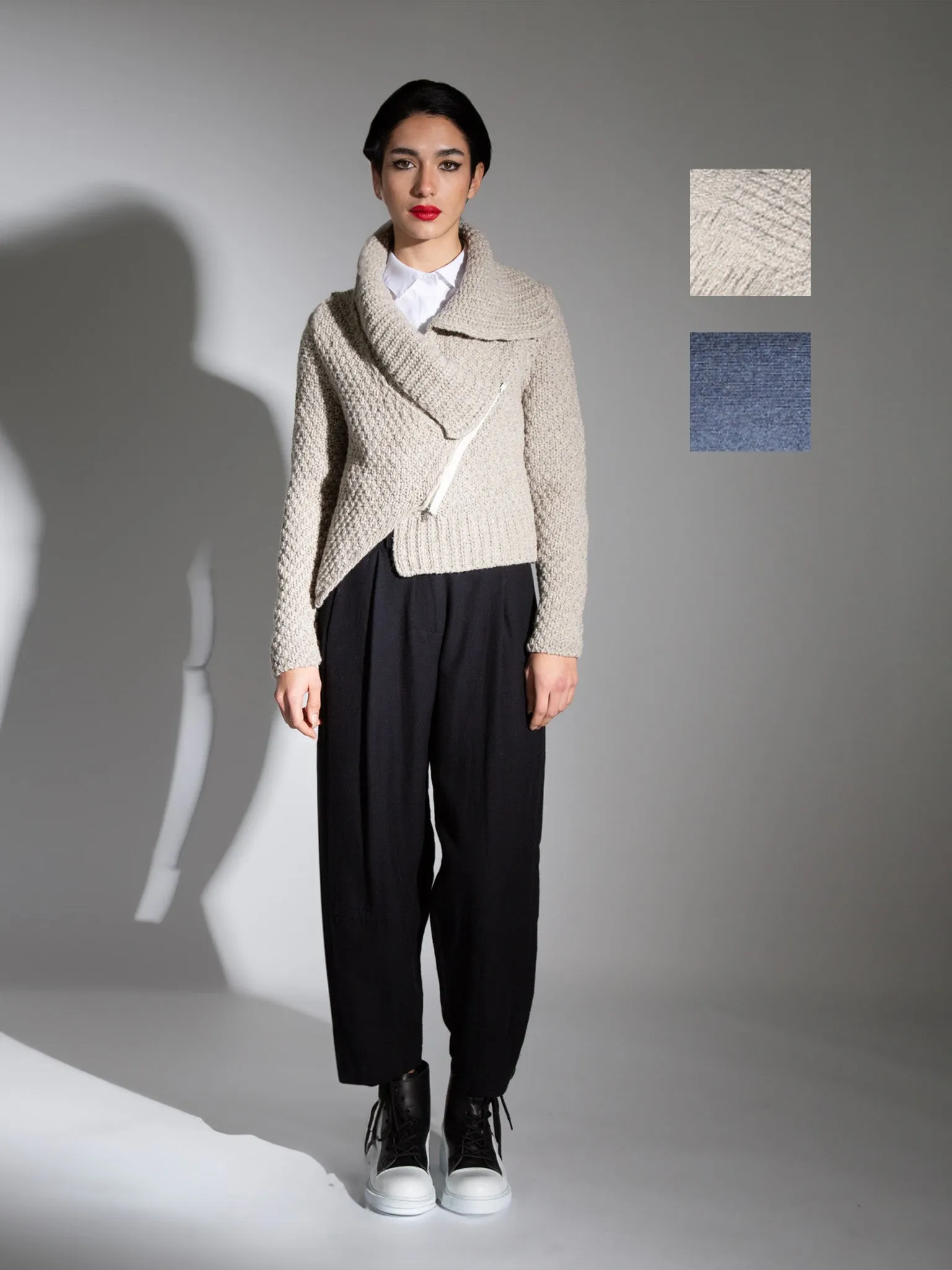 Lurdes Bergada Asymmetric Knitted Jacket 843 - 2 Colours