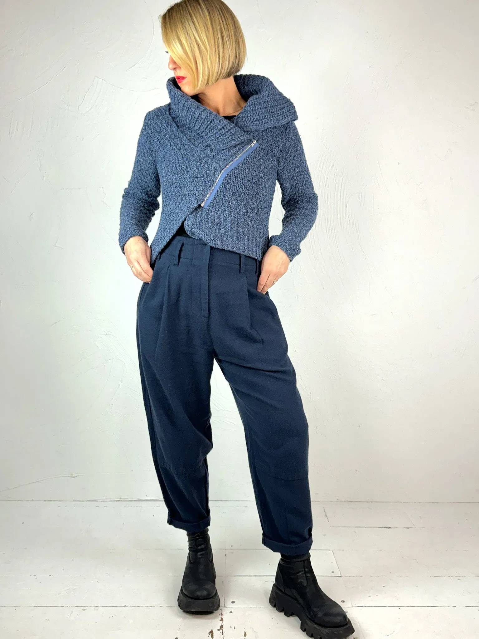 Lurdes Bergada Asymmetric Knitted Jacket 843 - 2 Colours