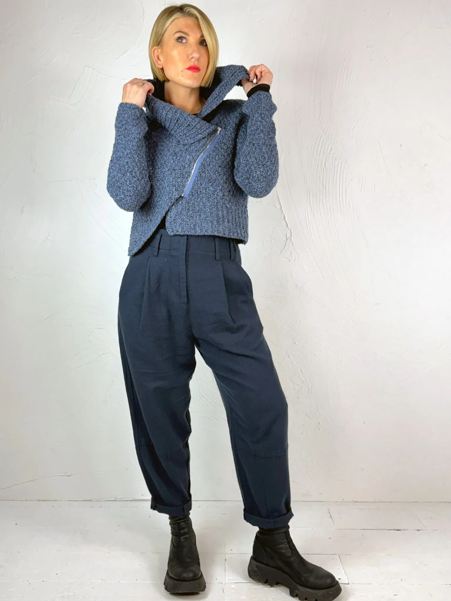 Lurdes Bergada Asymmetric Knitted Jacket 843 - 2 Colours